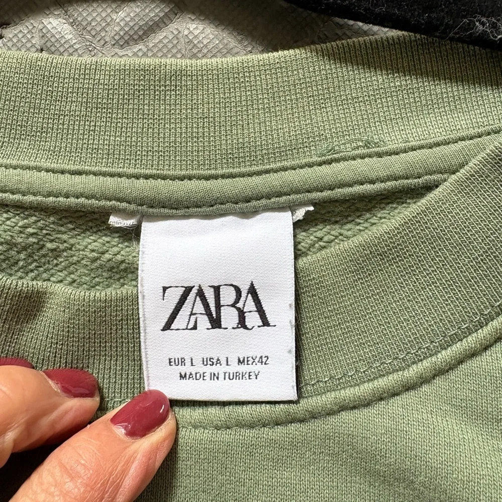 Zara upcycled sweatshirt Sage  Green Sweatshirt - Picture 5 of 7